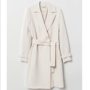 H&M Knee Length Coat In Light Beige
